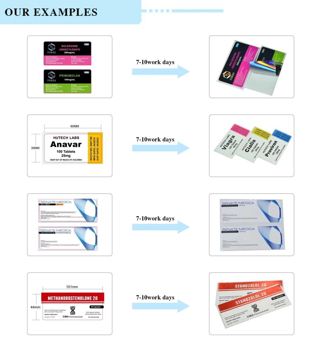 Custom Printed Waterproof Medicine Pharmaceutical Packaging 10ml Steroid Vial Labels and Boxes