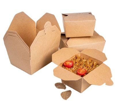 Disposable PLA PE Coating Kraft Paper Lunch Box Takeaway Food Container Salad Box with Clear Window