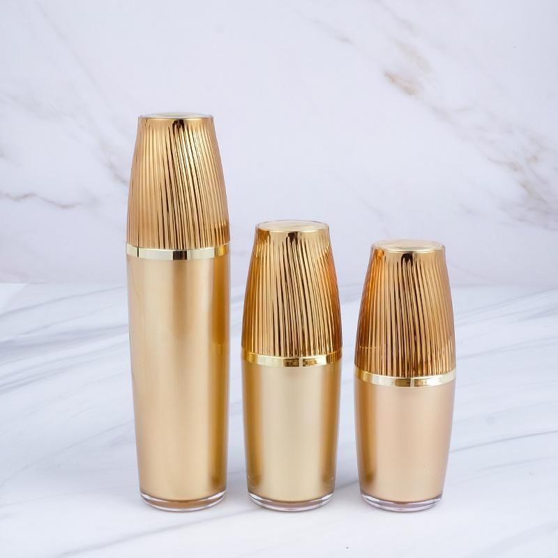 in Stock Gold 30ml 50ml 80ml 120ml Luxury Acrylic Plastic Skin Care Jars Cosmetic Lotion Pump Bottles