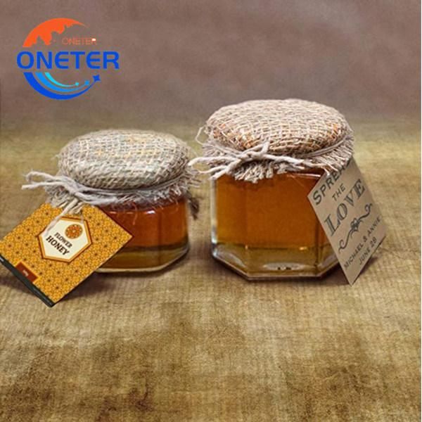 Hexagon Glass Jars with Black Lids Honey Storage Bottles