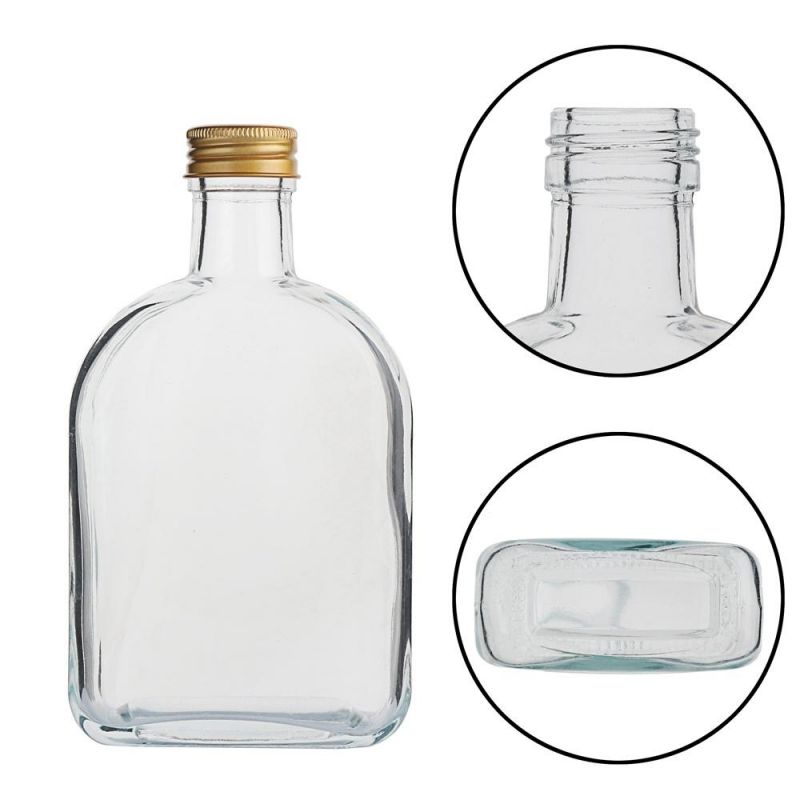 50ml 100ml 200ml 250ml 350ml 500ml Flat Square Hip Flask Glass Bottle Kombucha Ice Tea Sauce Bottle Cold Brew Coffee Bottle