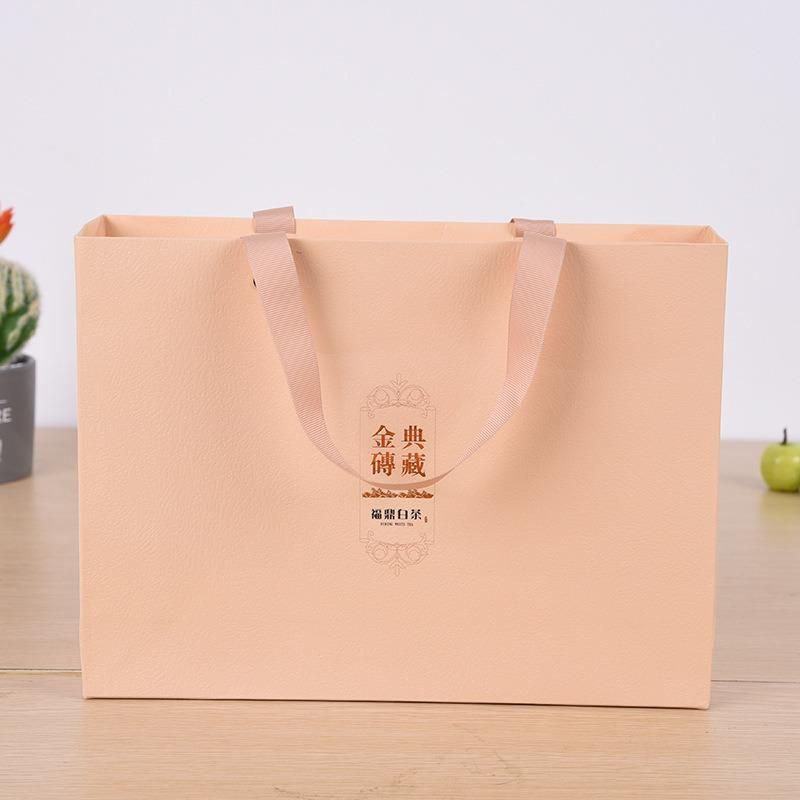 Kraft Paper Twist Flat Handle Promotional Handle Kraft Paper Shopping Packaging Gift Bag Food Clothes Take Away