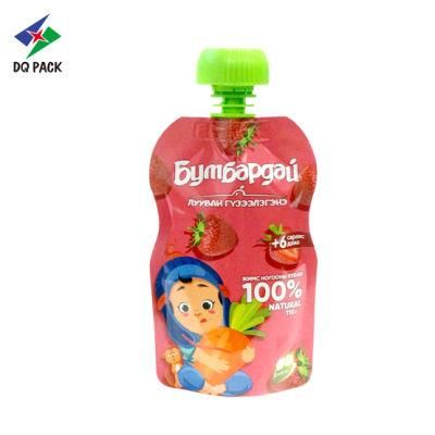 Dq Pack Manufacture Custom Printed Spout Pouch Retort Pouch Wholesales Stand up Pouch with Spout for Baby Fruit Puree Packaging