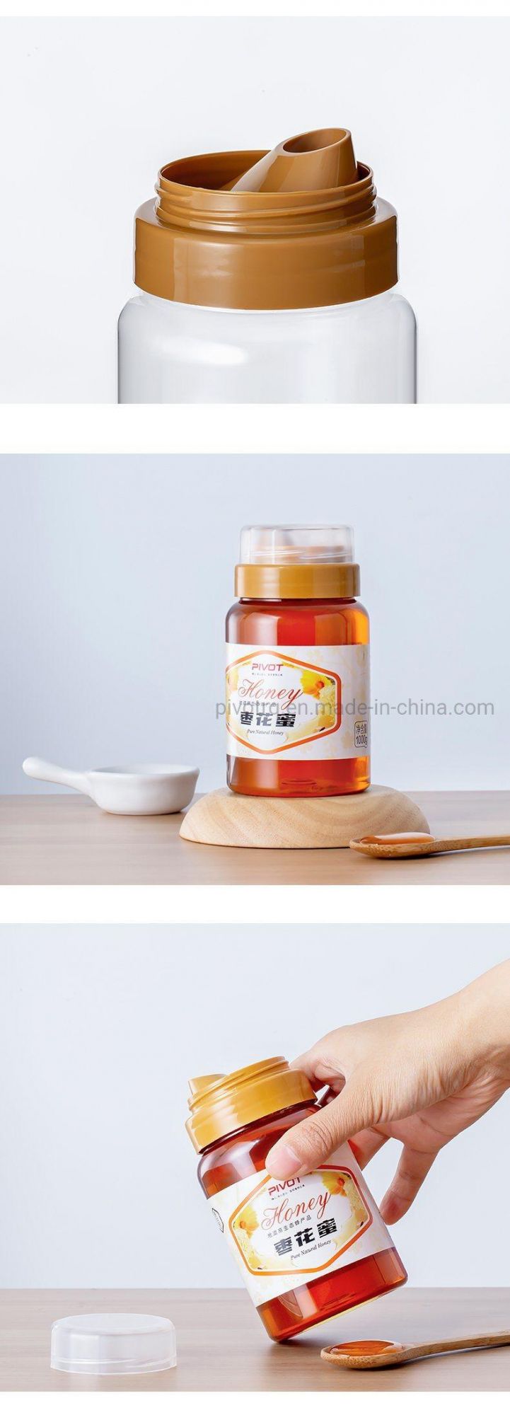 1kg Round Wide Neck Plastic Packaging Honey Bottle for Honey Packaging