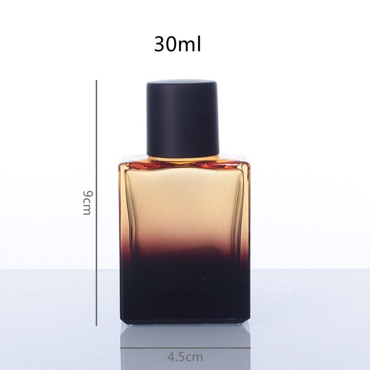 Luxury Amber Gradient 30ml Square Glass Perfume Spray Bottle with Crimp