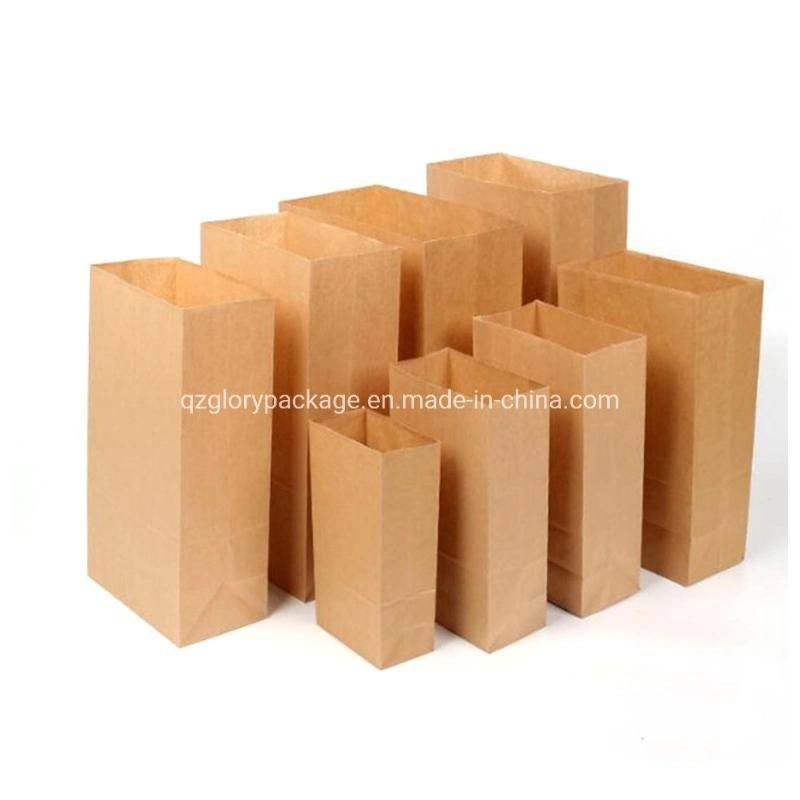 Food Packaging Square Bottom Brown and White Kraft Paper Bag