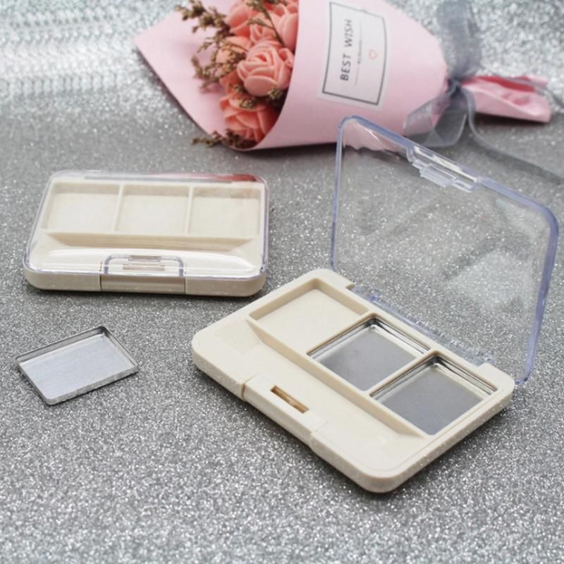 3 Holes 3 Colors Classic Empty Creamy-White Cover Eyeshadow Case Plastic Packaging Custom Eyeshadow Palette