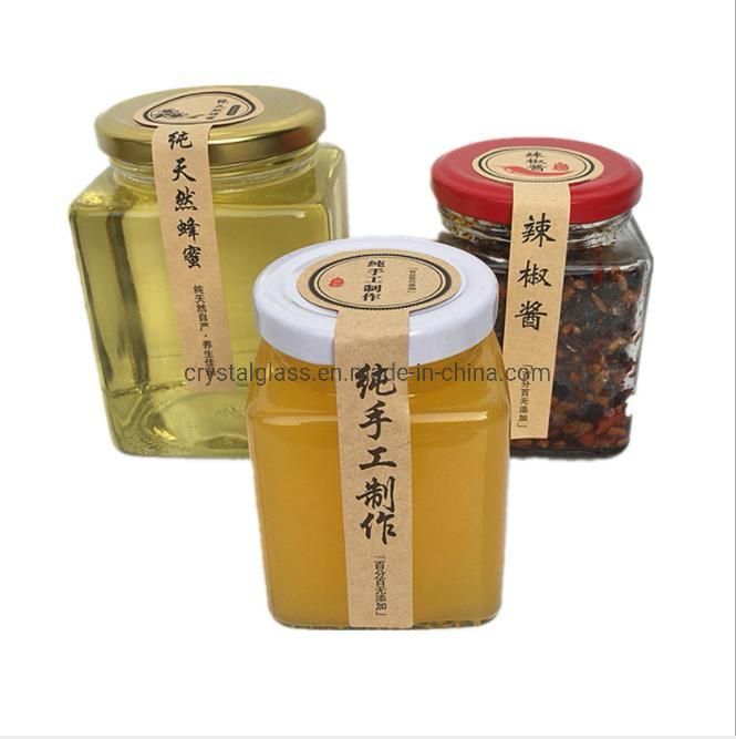 280ml 380ml Square Shape Glass Jar for Honey Jam Jelly Food Storage Jar with Tinplate Lid