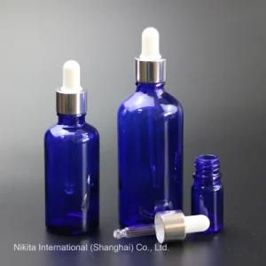 Blue Glass Dropper Bottle with Silver Aluminum Dropper, Essential Oil Bottle (NBG03D)