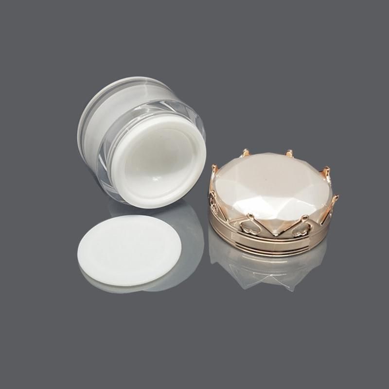 in Stock Bulk Price Wholesale Empty Plastic Container 5g 30g Luxury White Cream Container Cream Jar with Crown Lid