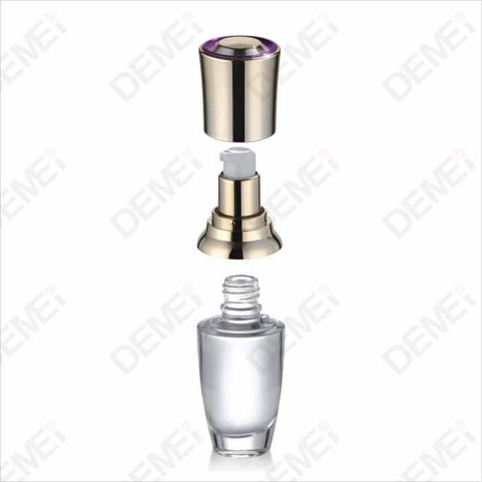 30/40/80/100/120ml 30/50g Cosmetic Skin Care Packaging Clear Conical Toner Lotion Glass Bottle and Cream Jar with Gold ABS Cap