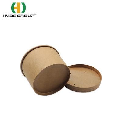 Disposable Take Away Hot Soup Bowls, Kraft Paper Soup Cup with Paper Lid