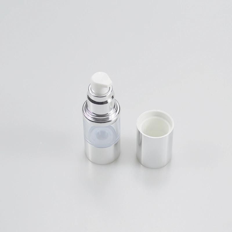 Plastic cosmetic 15ml Airless Aluminium Lotion Bottle with Sliver Pump