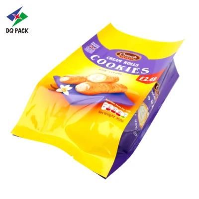 Dq Pack Custom Logo Mylar Bag Snack Packaged Bag Food Grade Four Sides Sealing Packaging Bag for Biscuit Packaging