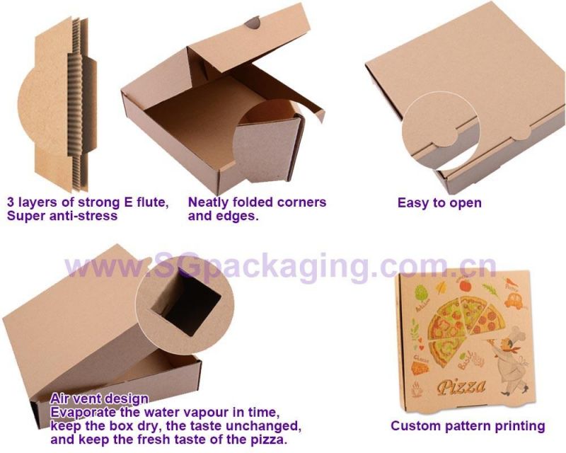 Food Grade Disposable Recycle Pizza Box Made in China Custom Printed Designed Pizza Box