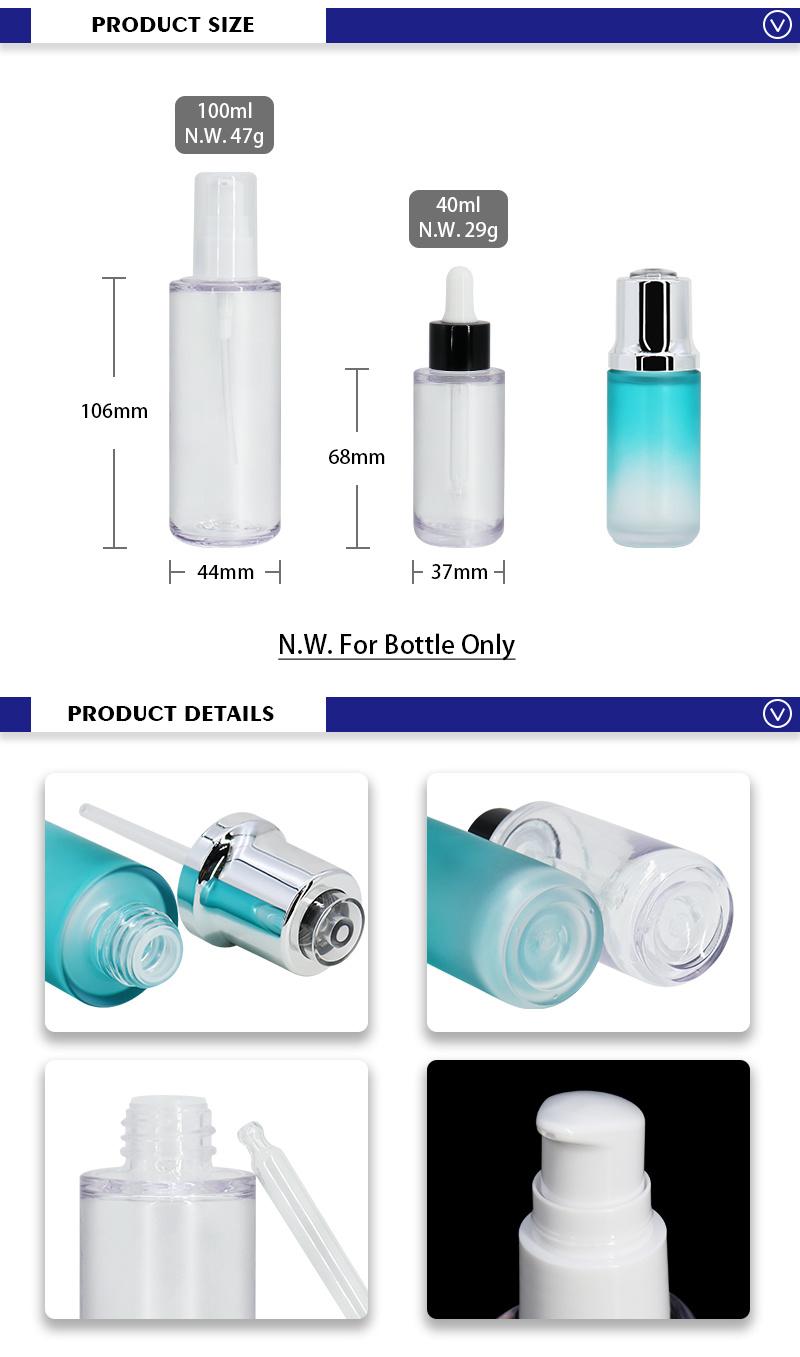 40ml 100ml Round Clear Fine Mist Spray Bottle Plastic Serum Dropper Bottles