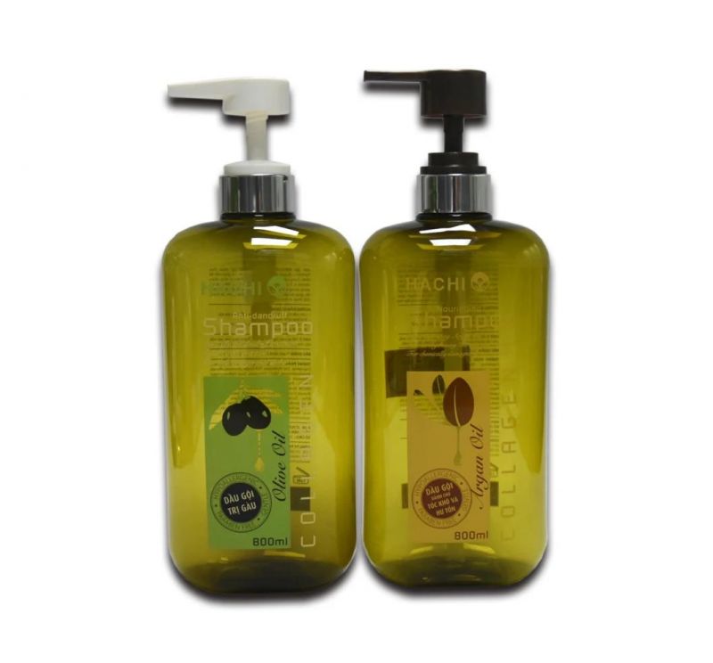 Green 800ml Pet Shampoo Bottle Hair Conditioner Bottle Cosmetic Container Recycle Plastic Packaging Body Lotion Packaging Bottle