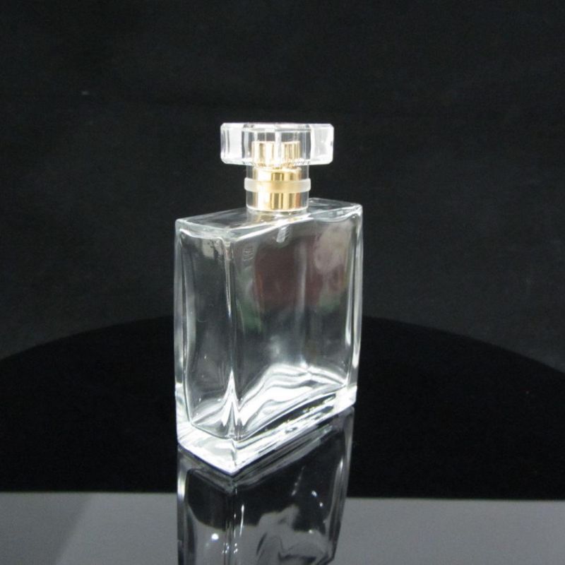 Transparent Cap Clear Empty Square Shaped Glass Spray Perfume Bottle