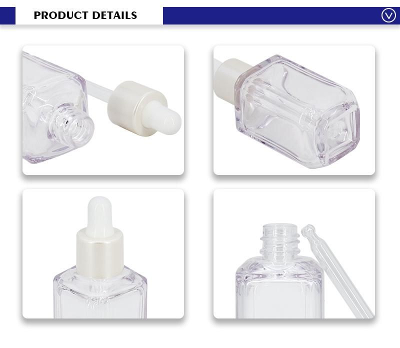 Hot Selling 15ml Transparent Square Empty Dropper Bottle