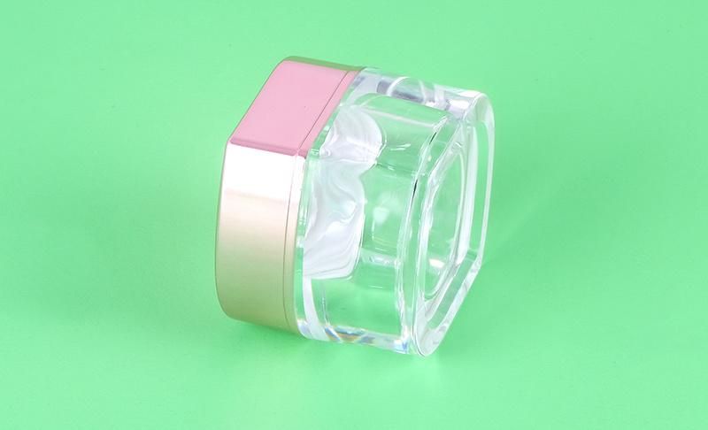 15g Latest Design Empty Plastic Cream Jar with Rose Gold Lid