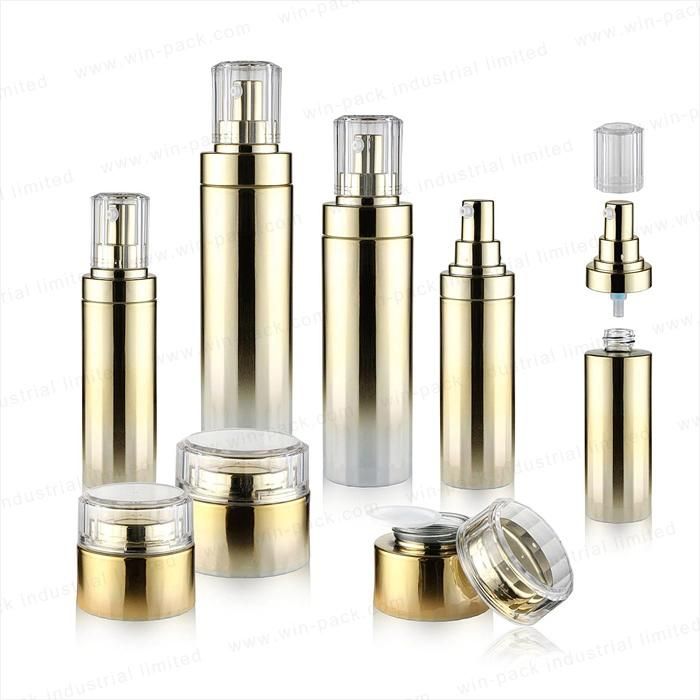 Winpack Gold Color Glass Cosmetic Skin Care Lotion Bottles with Pump 30ml 60ml 120ml