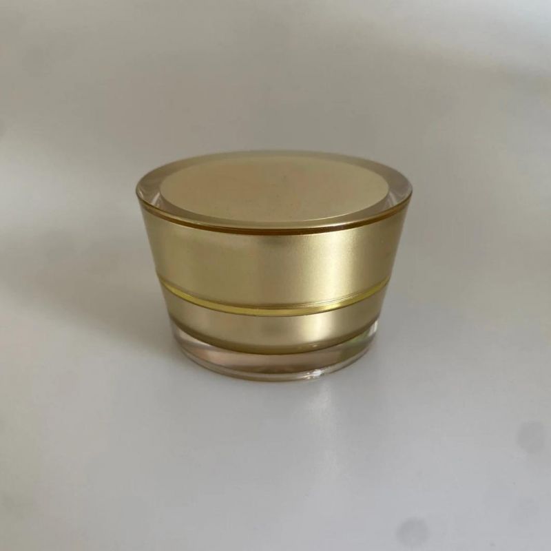Empty Round High Quality Gold Acrylic Jar 5ml 10 Ml 15ml 30grams 30 Ml 50ml Silver Cosmetic Container Pot