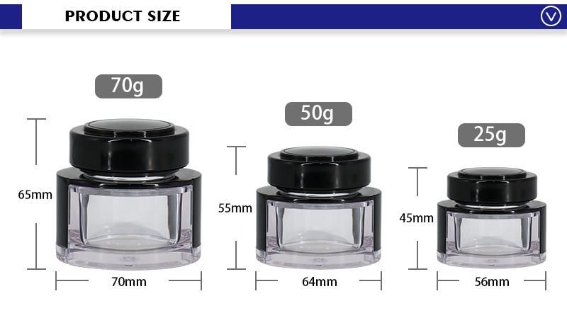 Hot Selling Transparent 25g 50g 70g Pet Cosmetic Cream Jar