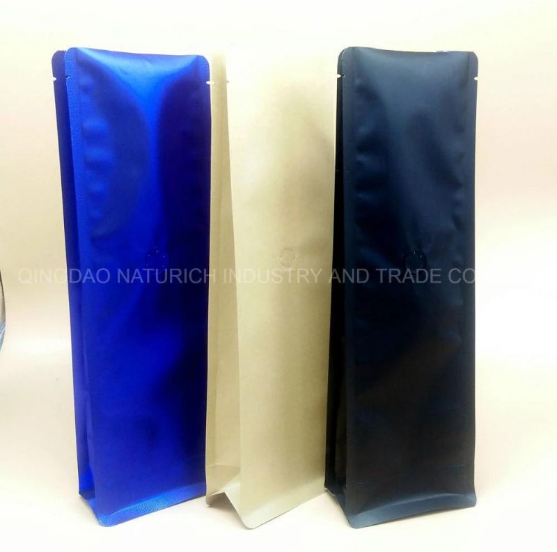 in Stock High Quality Food Grade Eight Side Sealing Packaging Bag Kraft Paper Square Bottom Bag