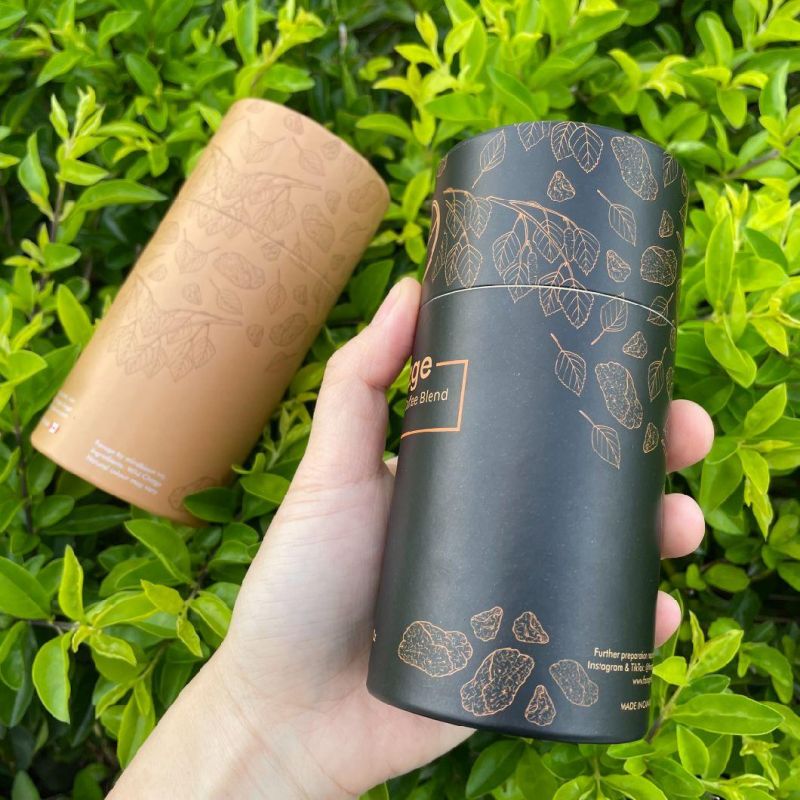 Firstsail Food Wrapping Sugar Coffee Tea Canister Set Paper Cans Heaven and Earth Cover Brown Round Packaging Boxs Tube for Snack Nuts