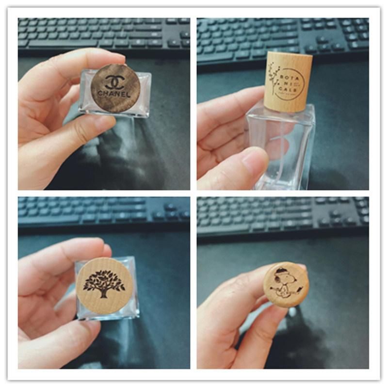 Custom Logo 30ml 50ml Glass Spray Bottle Crimping Neck Perfume Bottle with Wooden Cap