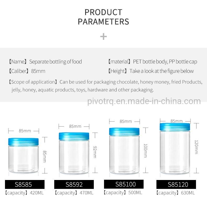 420ml 470ml 500ml 630ml 670ml Clear Plastic Bottle for Food Storage