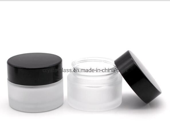 30ml Frosted Glass Jar for Cosmetic Cream Packing Bottle with Plastic Black Lid