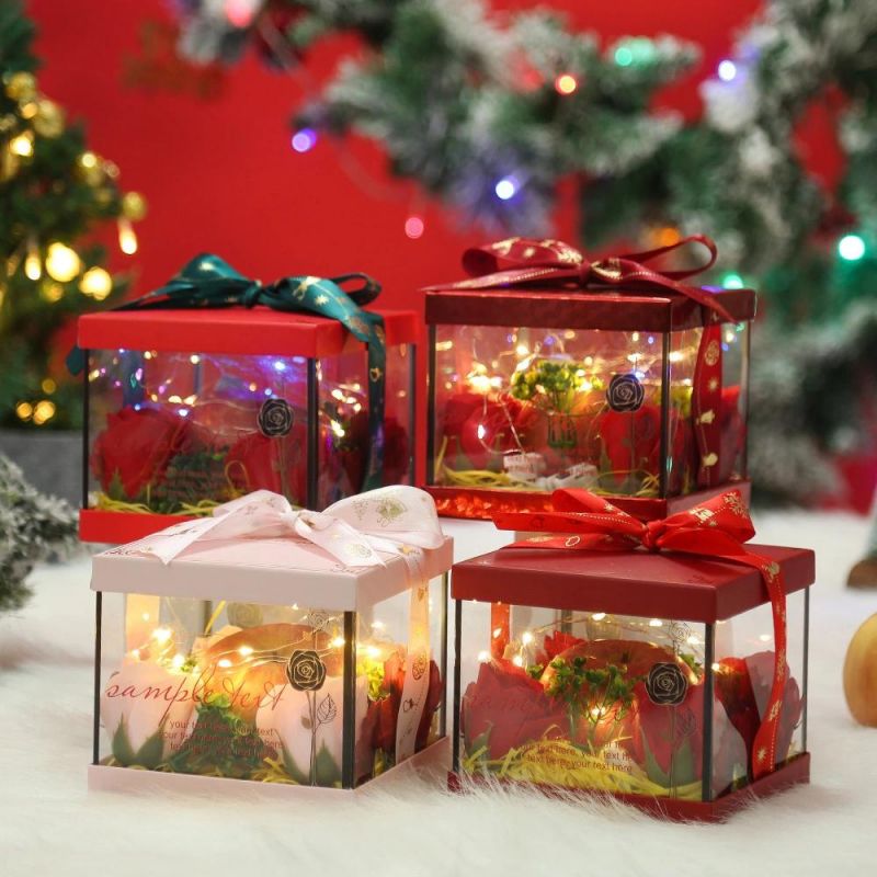 Factory Tree Decoration Flash Light Christmas Kraft Boxes Christmas Packaging Box