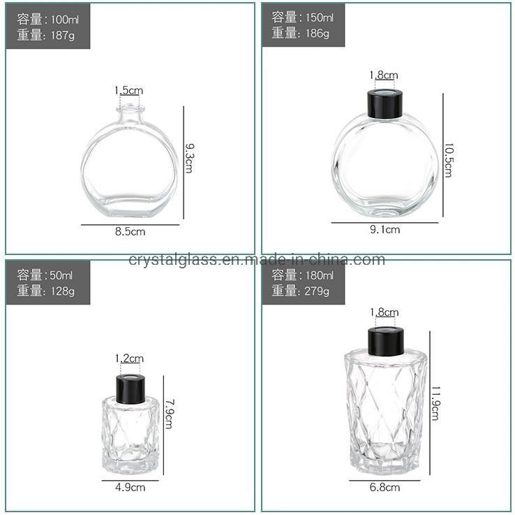 Engraving Round Decorative Bottles 150ml Crystal Vase Empty Aroma Reed Diffuser Glass Bottles