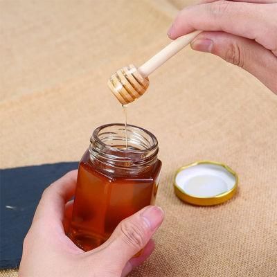 Mini Small 45 Ml Hexagonal Jam Food Storage Honey Jar Glass Jar with Metal Cap