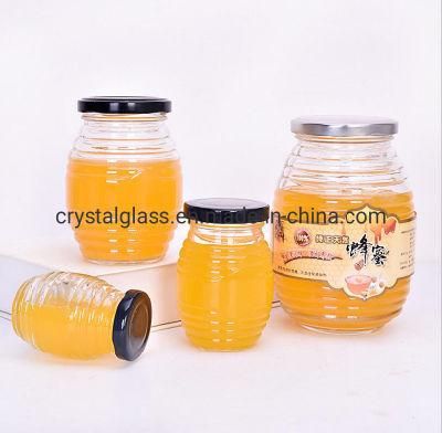 100ml 200ml 350ml 750ml Honeycomb Glass Honey Jar with Metal Lid Wholesale