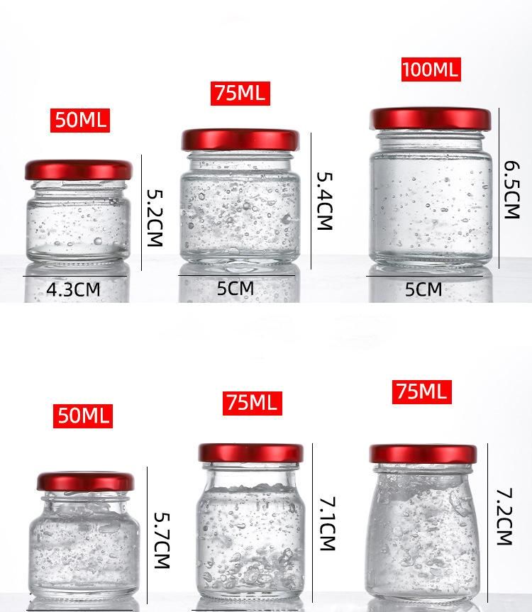 20ml 50ml 75ml Food Storage Container Bird′s Nest Honey Mini Glass Jars with Lid Airtight