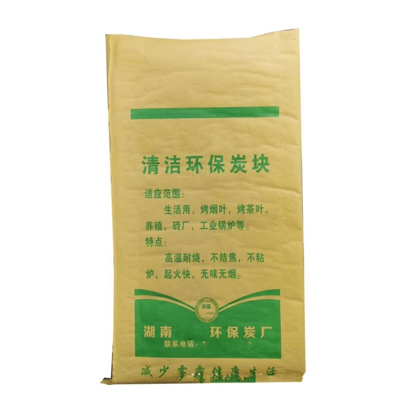 10kg 20kg 25kg Kraft Paper Laminated PP Woven Bag for Charcoal Hardwood Lump Charcoal Paper Bag