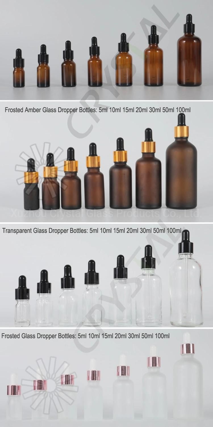 10ml 15ml 20ml 30ml 50ml 100ml Matte Black Cosmetic Glass Dropper Bottle with Bamboo Lid