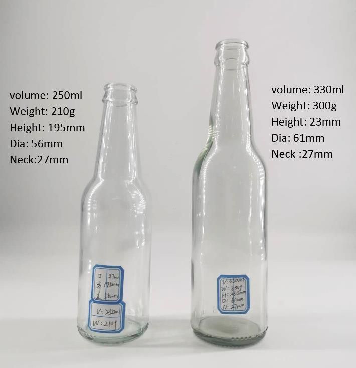 250ml 330ml 500ml Glass Bottle with Crown Cap for Beer Kombucha Bottle