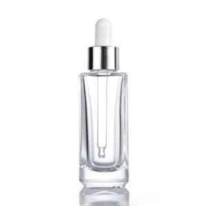 30ml Transparent Glass Square Essential Oil Perfume Lotion Toner Cosmetic Sub Package Dropper Bottle