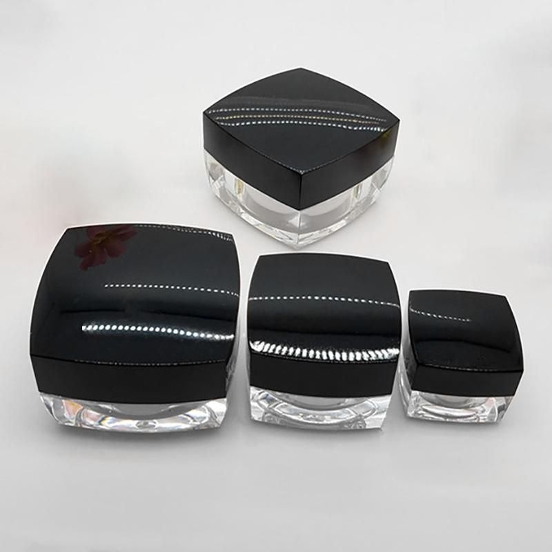 in Stock Popular Unique 5g 10g 15g 30g Clear Black Lid Cosmetic Acrylic Powder Jars Facial Cream Containers