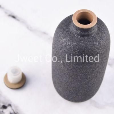 Custom Round Frosted Black Antique Style Ceramic Bottle for Wine