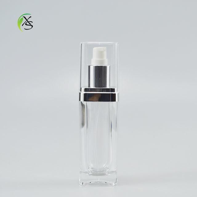 60 Ml Silver Square Shape Bottle Plastic Acrylic Skincare Lotion Bottle