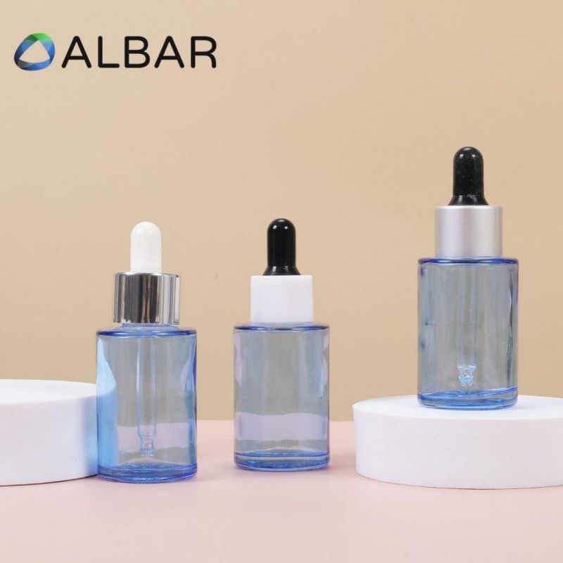 Fragrance Serum Oil Packing Glass Bottles in Clear Frosted Cylinder Customized Colors