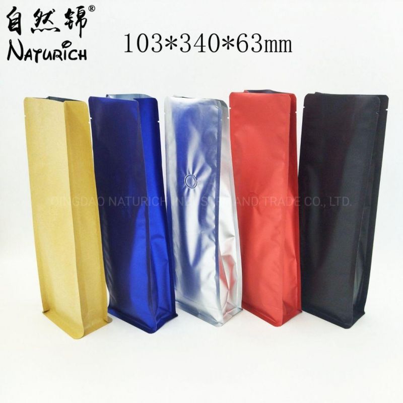 Square Bottom Aluminum Foil Quad Seal Coffee Bag with Zipper