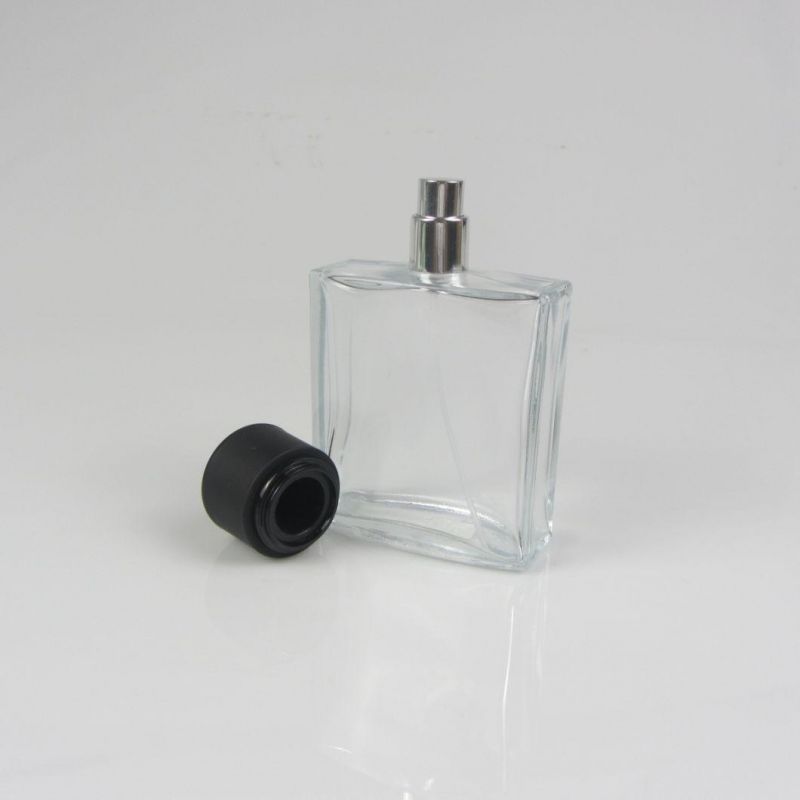 Clear Empty Square Shape Glass Spray Perfume Bottle 100ml