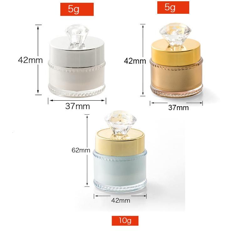 Low MOQ High Quality Free Sample 5g 10g Cosmetic Empty Plastic Cream Jar with Diamond Lid