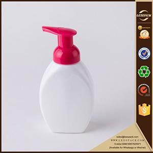 350ml White Irregular Red Cap Foam Pump Bottle for Body Shower Hand Facial Cleansing