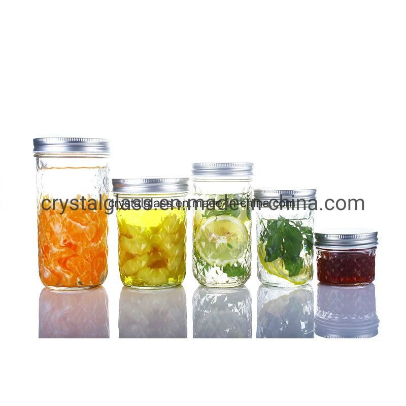 Custom 12 Oz 16 Oz 32 Oz Regular Mouth Wide Mouth Glass Mason Jars with Lids